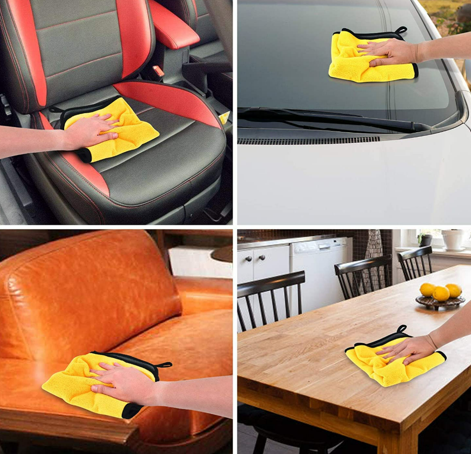 800GSM Multi-Purpose Microfiber Cloths, Ultra-Soft Absorbent Lint & Streak-Free Cloth for Bike Car Dashboard Automobile Cleaning Polishing Washing (Multicolor) (40 x40 cm)