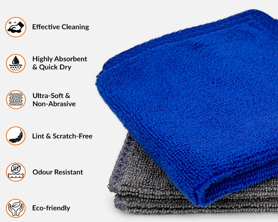 250 GSM Microfiber Cloths, Ultra-Soft Absorbent Lint & Streak-Free Cloth for Bike Car Dashboard Automobile Cleaning Polishing Washing (Multicolor) (40 x 40cm)